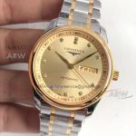 Perfect Replica Swiss Longines Master Collection Gold And Steel Diamond Automatic Watch